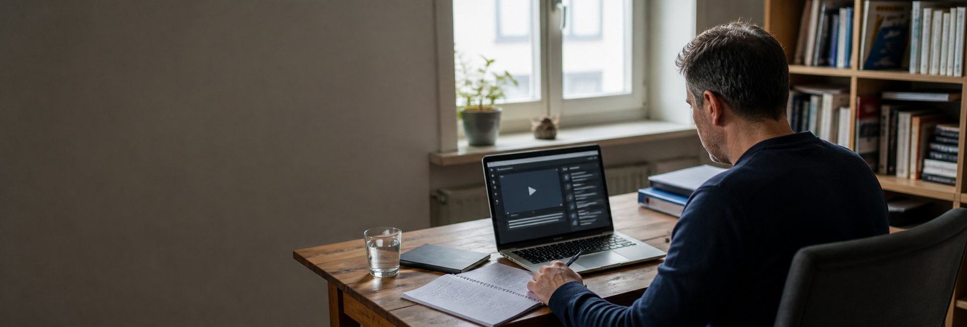 Teilnehmer bearbeitet einen digitalen Selbstlernkurs an einem Laptop